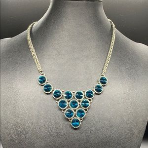 Aqua blue rivoli rhinestone crystal necklace